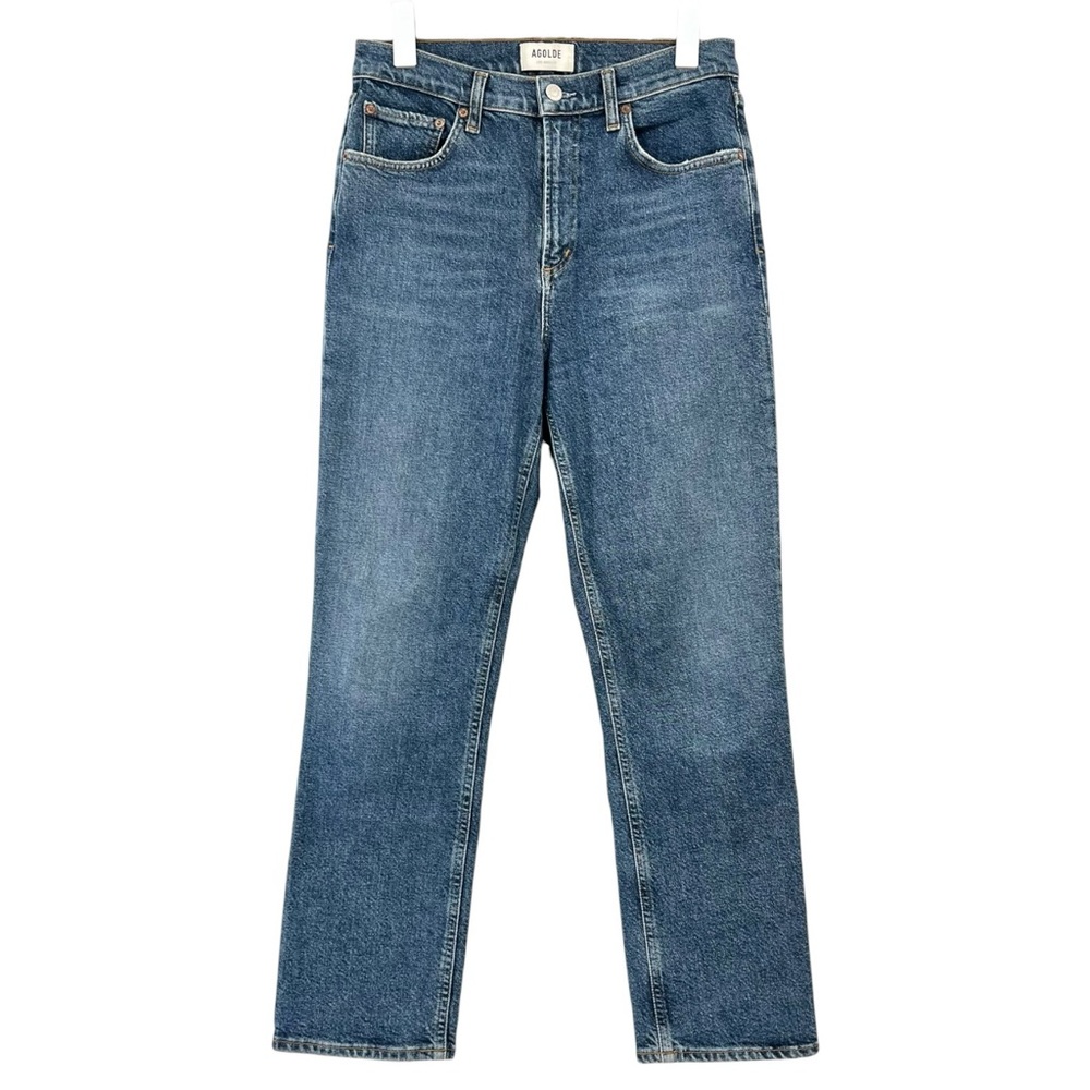 AGOLDE Wilder Ankle Mid Dark Wash Straight Leg Stretch Denim Blue Jeans sz 26